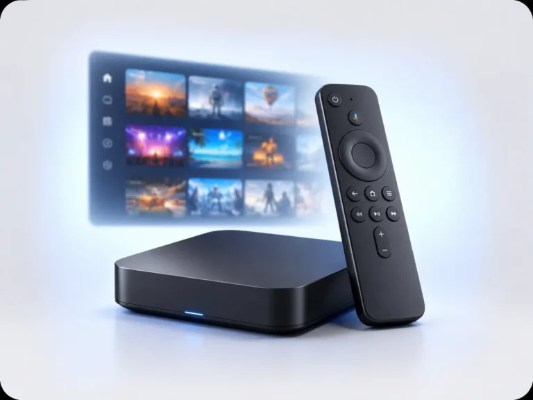 Android TV box connected to a television