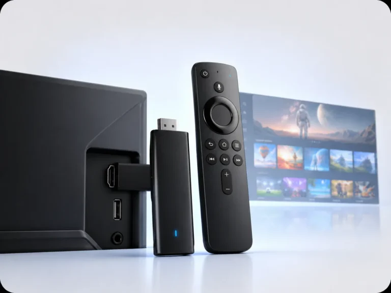 Streaming stick plugged into a television